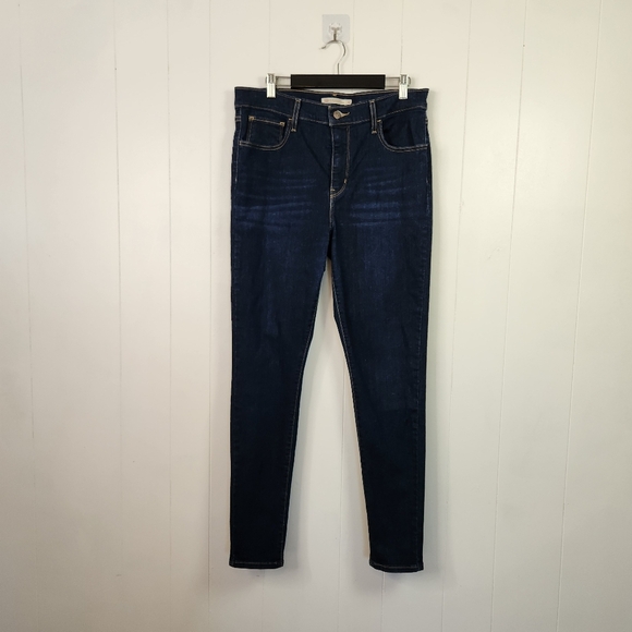 Levis 720 High Rise Super Skinny Jeans Dark Wash Stretchy Denim Womens Size 32 - Picture 3 of 12